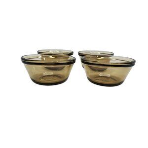 vintage set of 4 l'ovenware smoke glass 6oz custard/ice cream cups